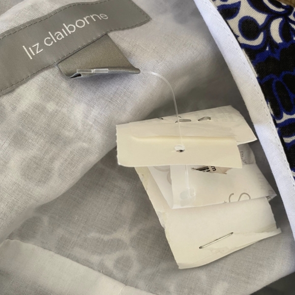 LIZ CLAIBORNE FLORAL MIDI DRESS BLUE V-NECK CROSSOVER COTTON SIZE 10 - Picture 7 of 11